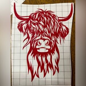 Red Highland Cow Vinyl Decal